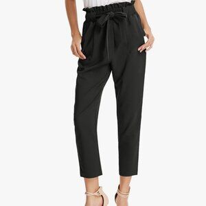 Grace Karin Women's Cropped Paper Bag Waist Pants with Pockets